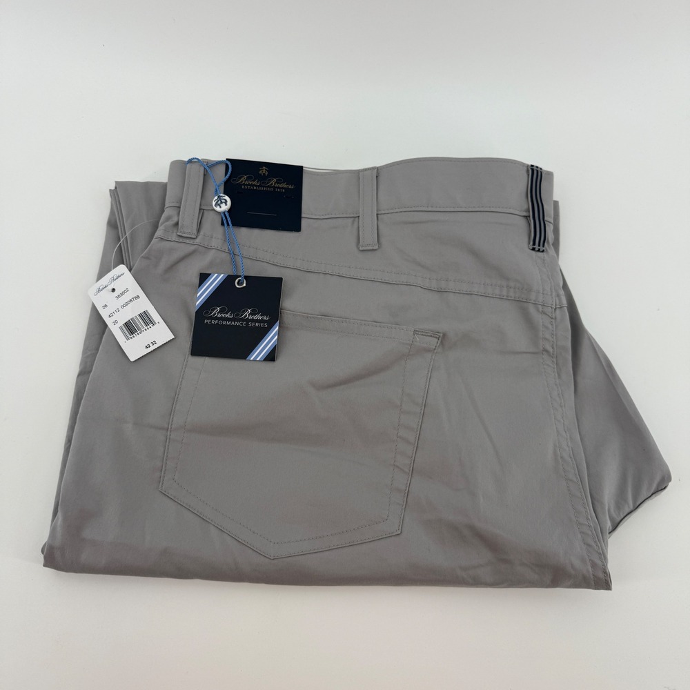 Brooks Brothers Performance Series Mens 42x32 Grey 5-Pocket Stretch Pants NEW